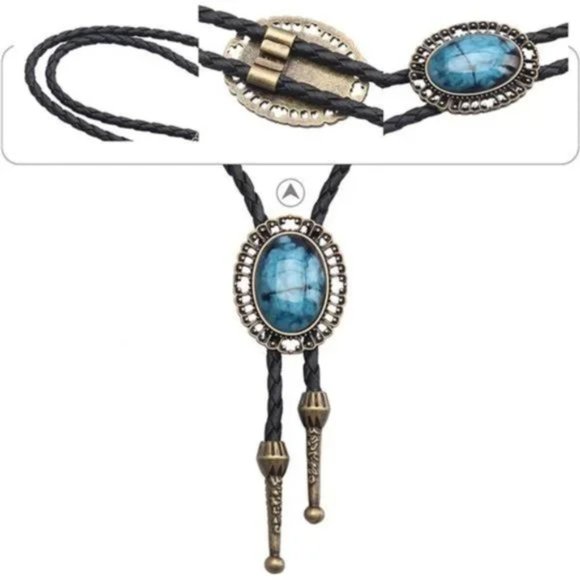 New Native American Bolo Tie Rodeo Cowboy Leather - Picture 4 of 8